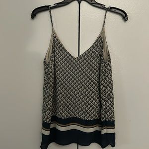 SZ 0, Spaghetti Strap Blouse, Navy & Ivory